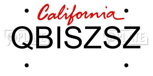 QBISZSZ California License Plate