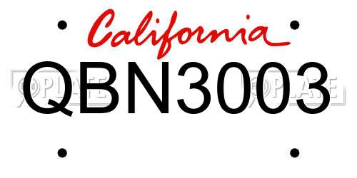 QBN3003 California License Plate