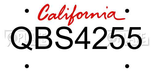 QBS4255 California License Plate
