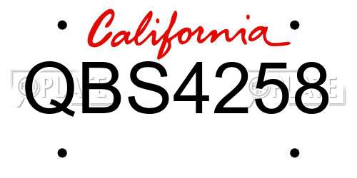 QBS4258 California License Plate