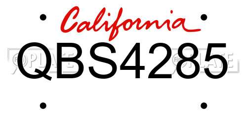 QBS4285 California License Plate