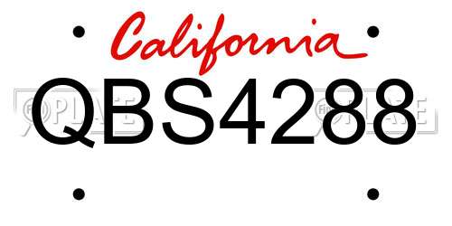 QBS4288 California License Plate