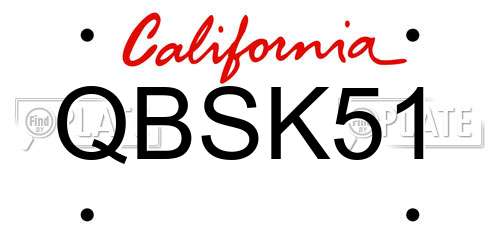 QBSK51 California License Plate