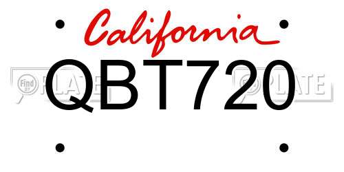 QBT720 California License Plate