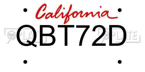QBT72D California License Plate