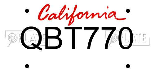 QBT770 California License Plate