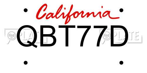 QBT77D California License Plate