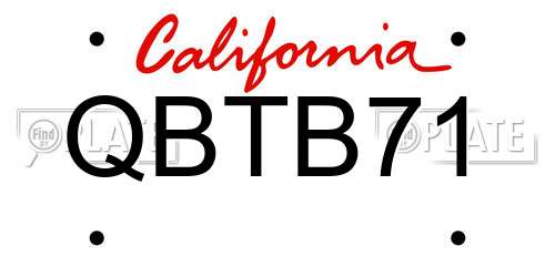 QBTB71 California License Plate