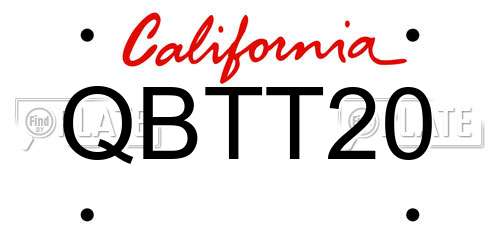 QBTT20 California License Plate