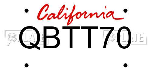 QBTT70 California License Plate