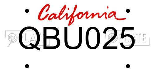 QBU025 California License Plate