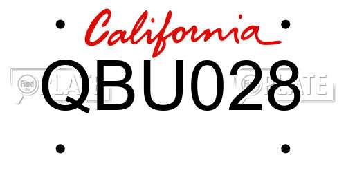 QBU028 California License Plate