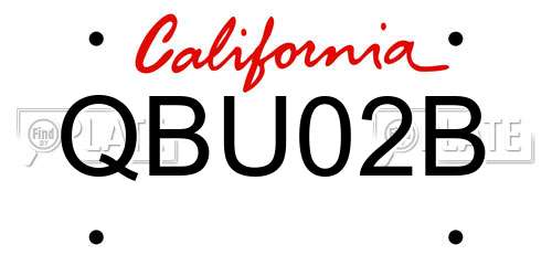 QBU02B California License Plate
