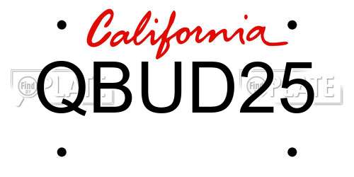 QBUD25 California License Plate