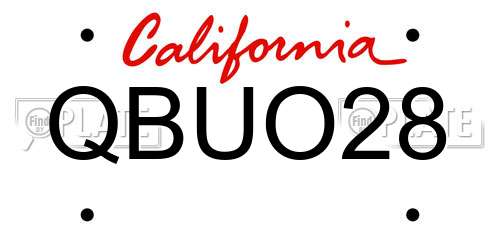 QBUO28 California License Plate