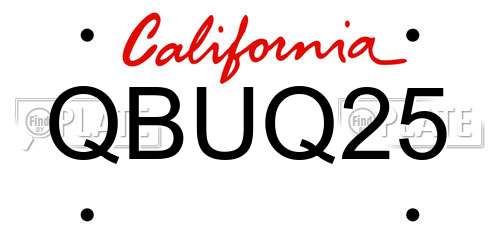 QBUQ25 California License Plate