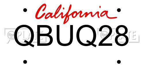 QBUQ28 California License Plate