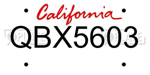QBX5603 California License Plate