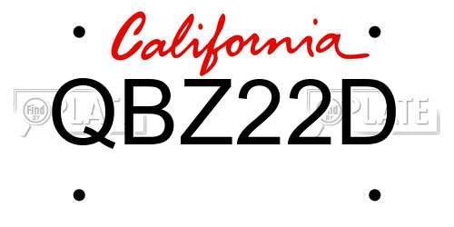 QBZ22D California License Plate