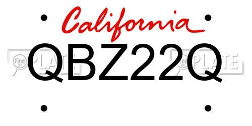QBZ22Q California License Plate