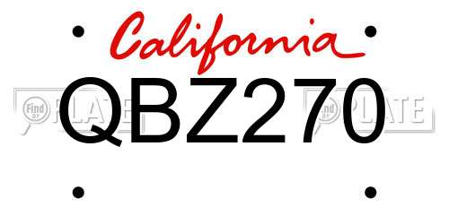 QBZ270 California License Plate