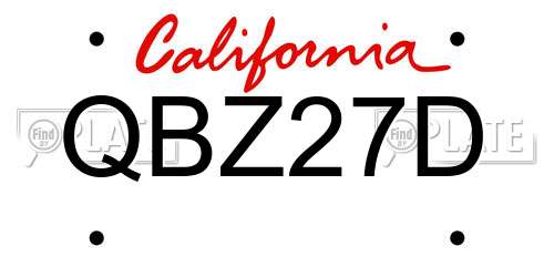 QBZ27D California License Plate