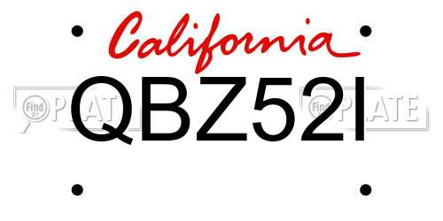 QBZ52I California License Plate