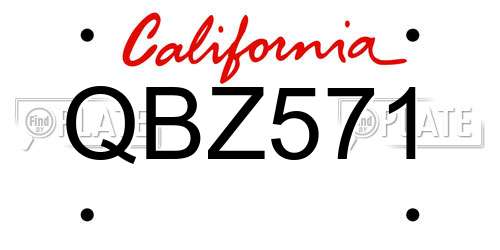 QBZ571 California License Plate