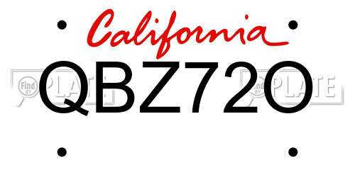 QBZ72O California License Plate
