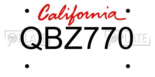 QBZ770 California License Plate