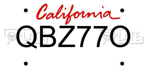 QBZ77O California License Plate