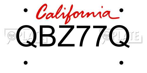 QBZ77Q California License Plate