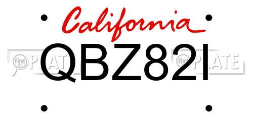 QBZ82I California License Plate