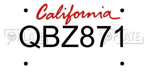 QBZ871 California License Plate