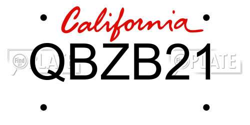 QBZB21 California License Plate