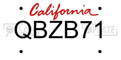 QBZB71 California License Plate