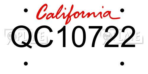 QC10722 California License Plate