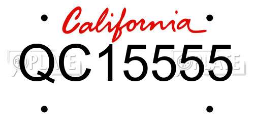 QC15555 California License Plate