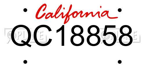 QC18858 California License Plate