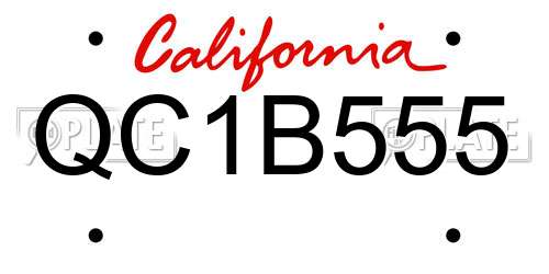QC1B555 California License Plate