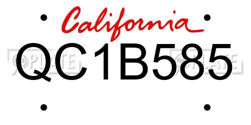 QC1B585 California License Plate