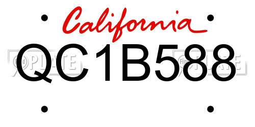QC1B588 California License Plate
