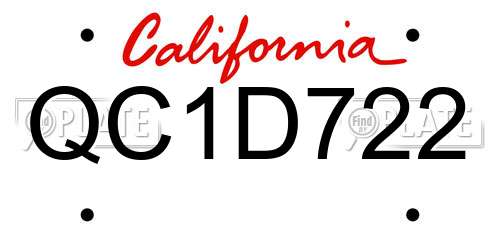 QC1D722 California License Plate