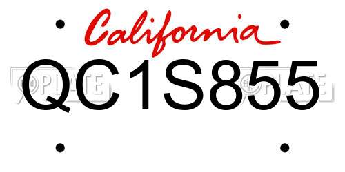 QC1S855 California License Plate