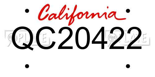 QC20422 California License Plate