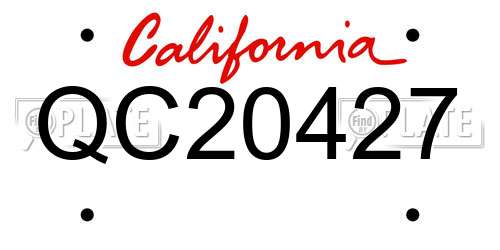 QC20427 California License Plate