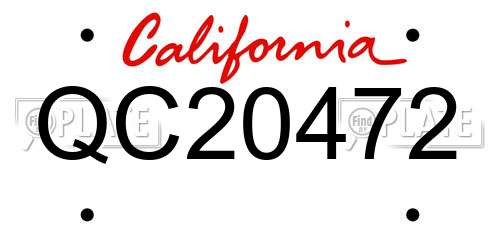 QC20472 California License Plate