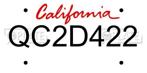 QC2D422 California License Plate