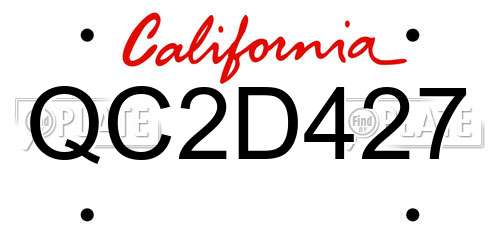 QC2D427 California License Plate