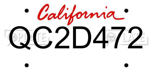 QC2D472 California License Plate